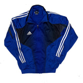 Vintage Y2K Adidas Men's Size M Blue Black Track Jacket with White Stripes